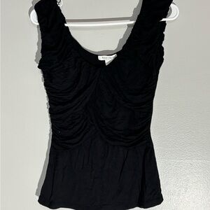 White House Black Market Black Ruched Fitted Tank Top